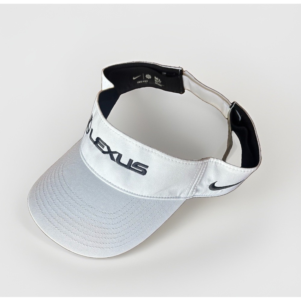 Nike Lexus Ace-Visor Dri-FIT Hat White Black Embroidery Golf Tennis Sports M-L